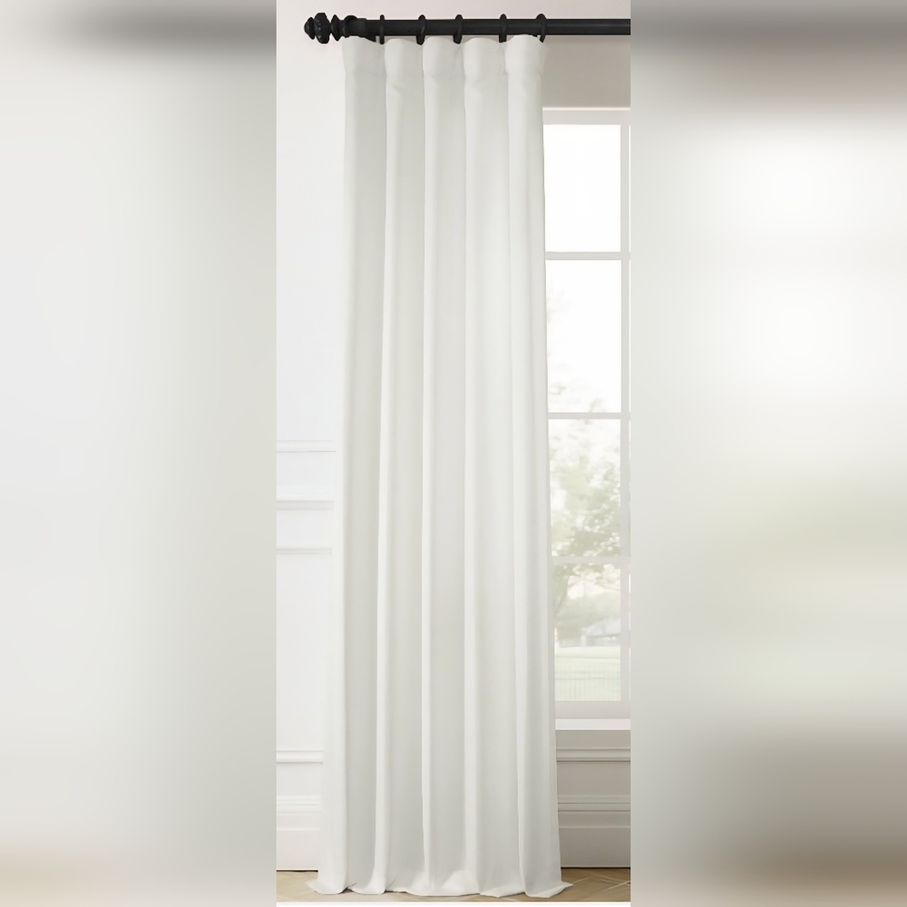 Off White Italian Faux Linen Curtain Panel